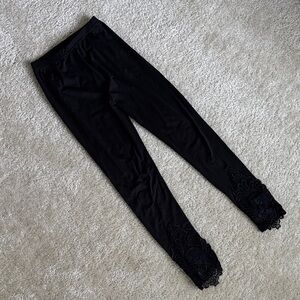 Black Lace Trim Leggings
